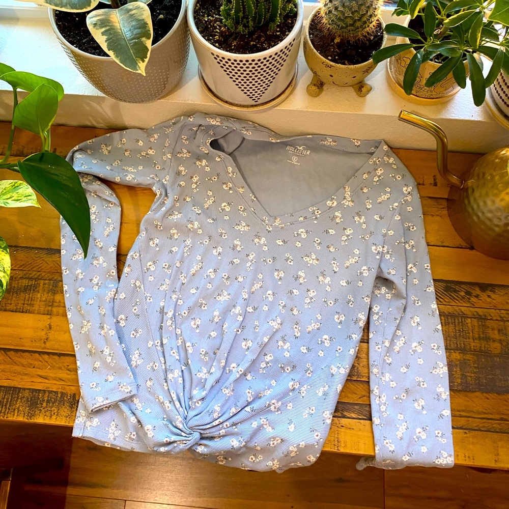 Blue Floral Long Sleeve Tee